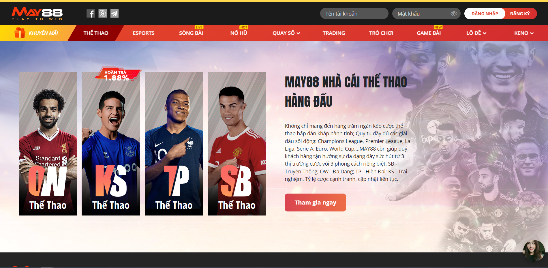 Sản phẩm thể thao nổi bật tại May88