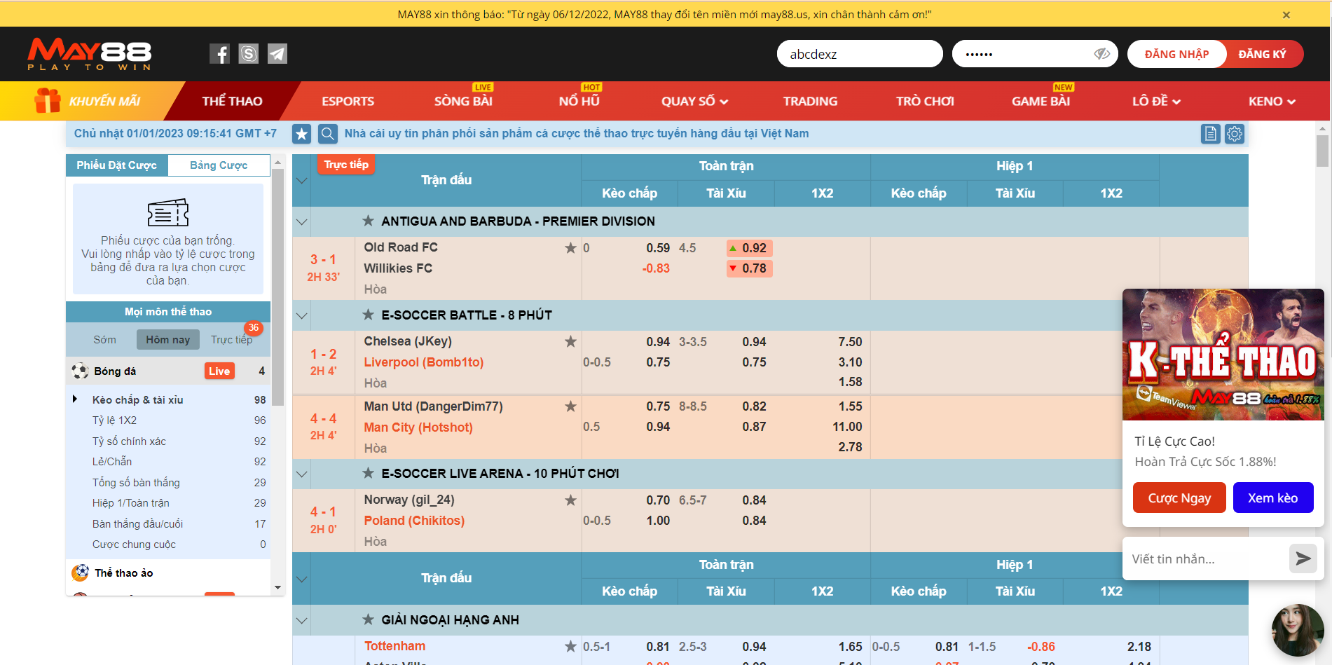 Tỉ lệ thắng cược cao ngất ngưởng trên nhà cái May88