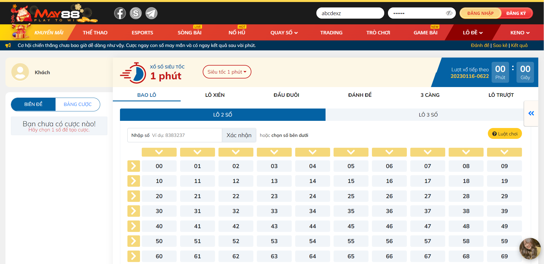 Cách chơi xổ số siêu tốc tại May88 chuẩn nhất hiện nay
