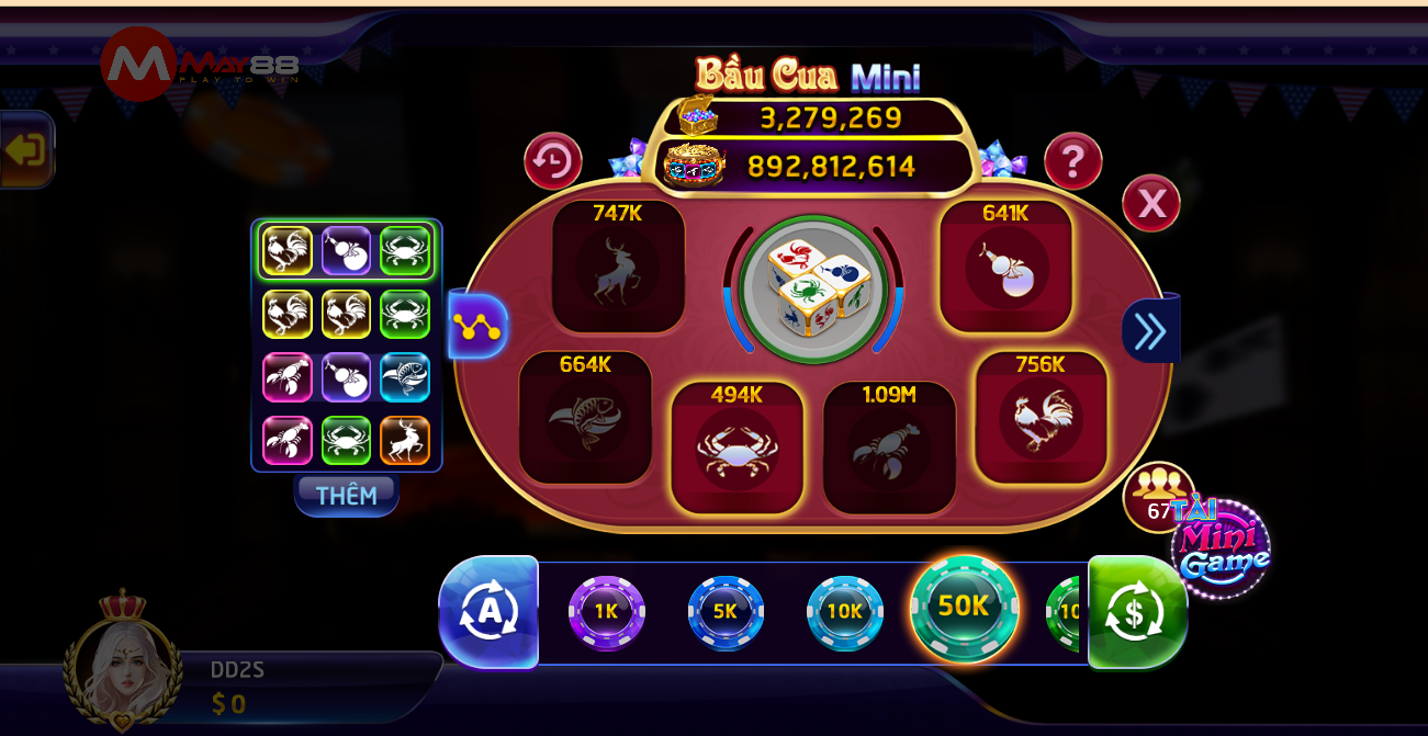 Bí quyết chơi bầu cua nổ hũ tại May88 VIP