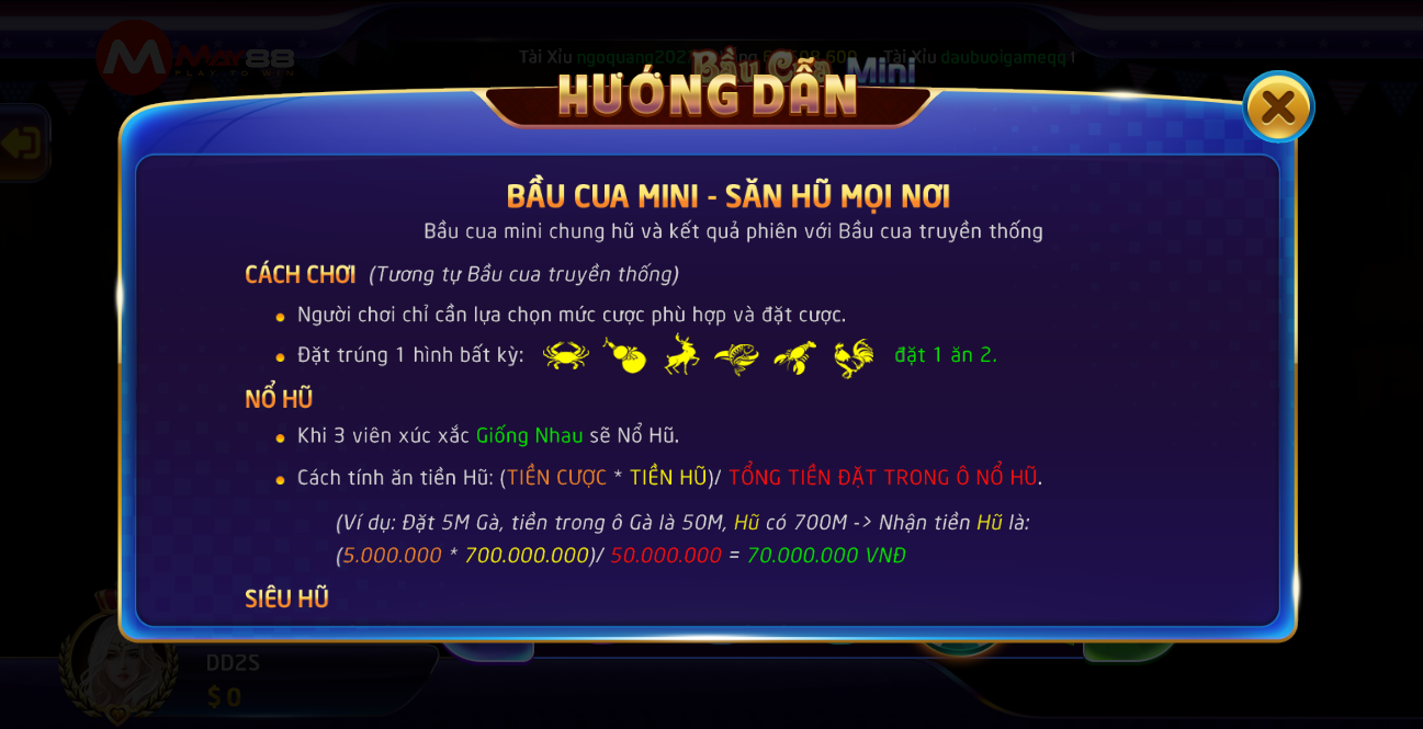 Cách chơi bầu cua nổ hũ tại May88 VIP