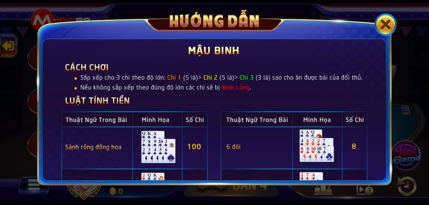 Luật chơi Mậu Binh tại May88 Club