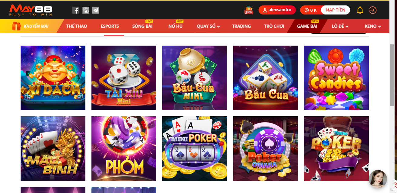 May88 VIP có đa dạng game bài với giao diện cực đẹp