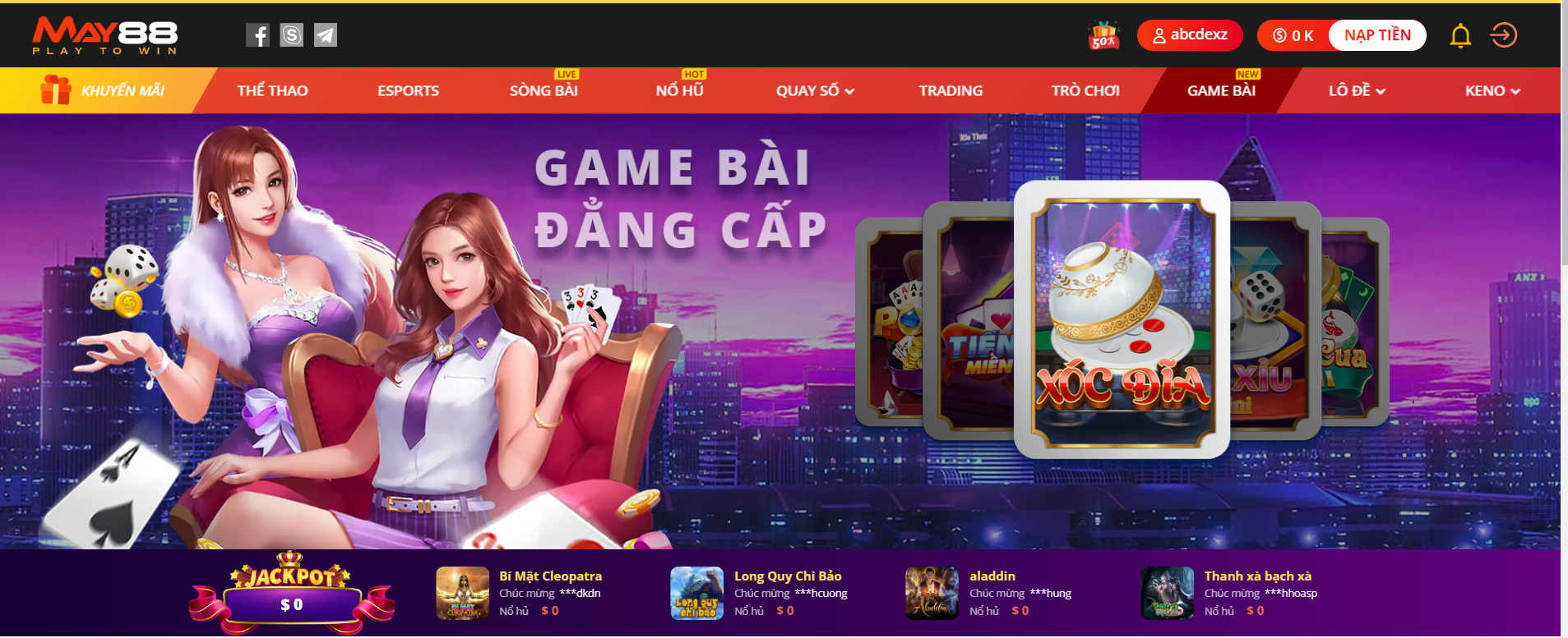 Các game bài đẳng cấp trên May88