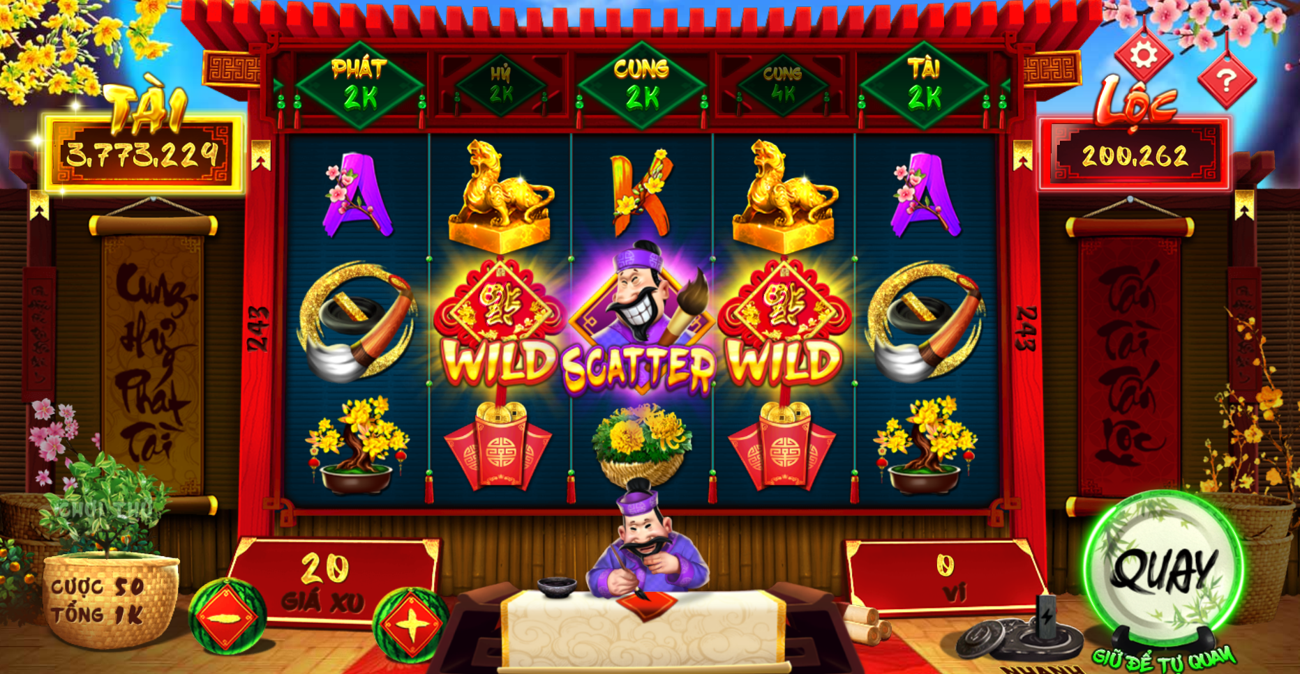 Giao diện đẹp mắt của game nổ hũ Ông đồ May88