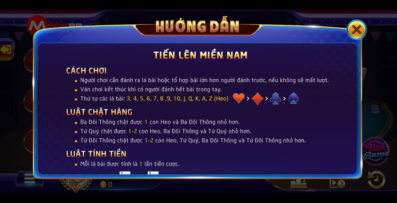 Quy tắc chơi tiến lên miền Nam tại May88 VIP
